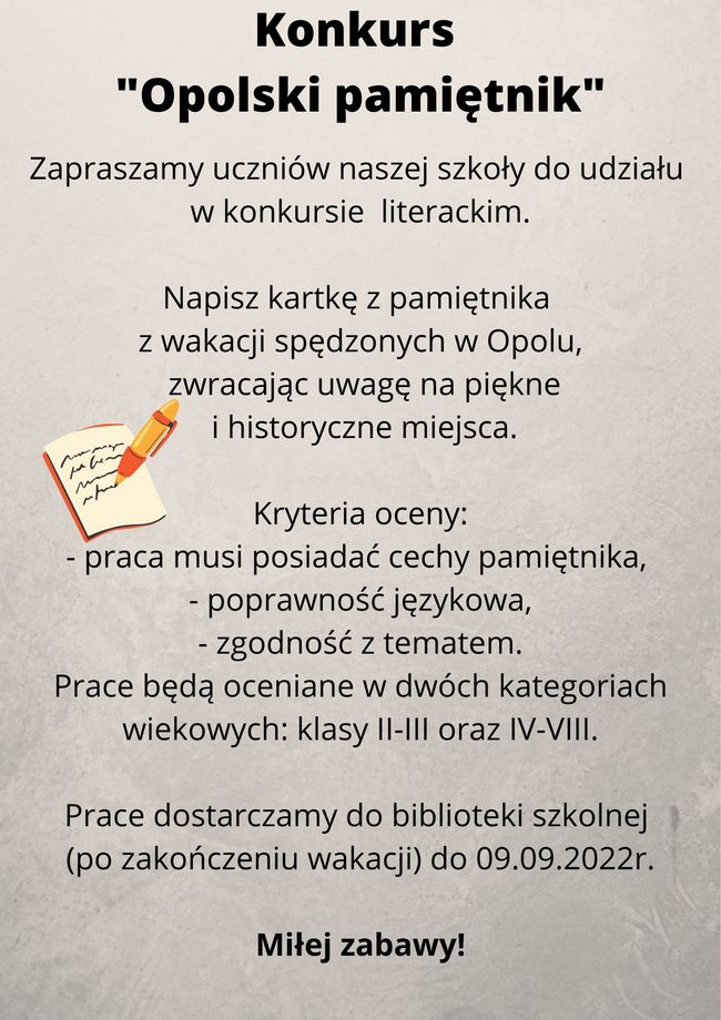 Konkurs Opolski pamiętnik650